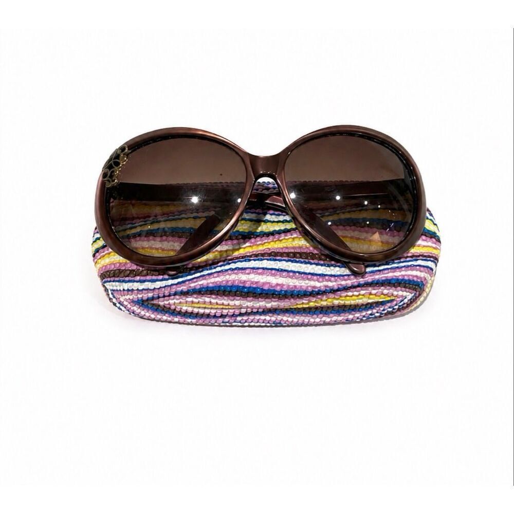 Yves Saint Laurent Paris Oversized Sunglasses Round 6136 Brownish Red Metallic